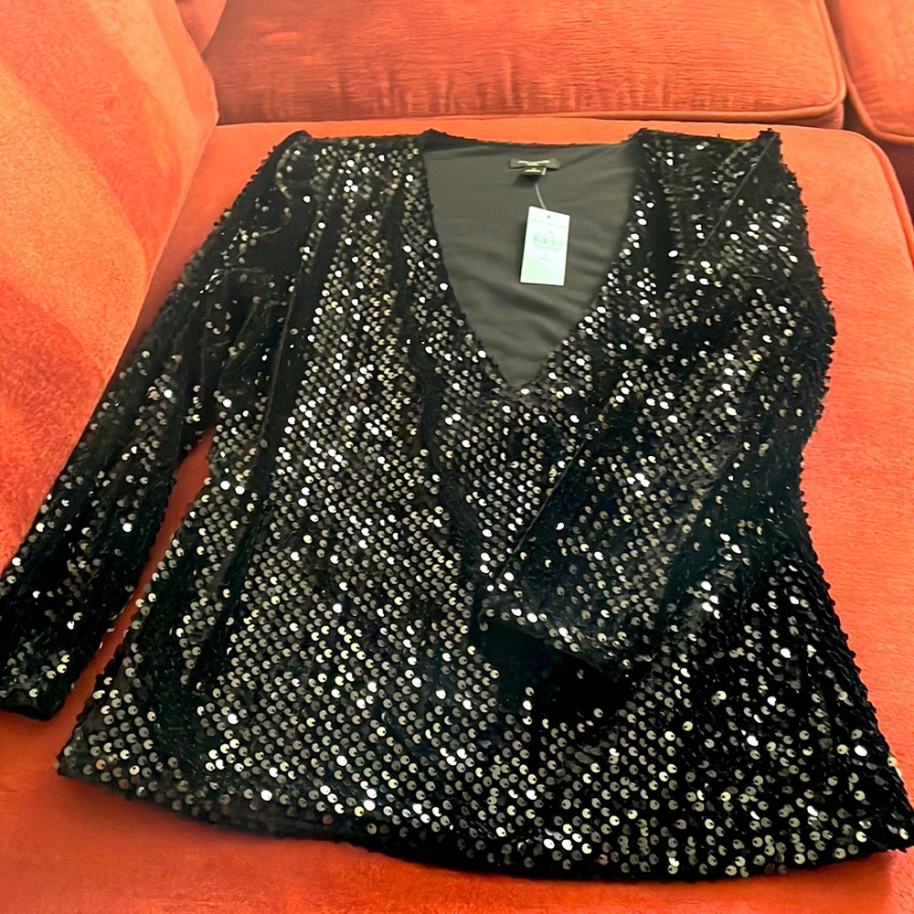 Beautiful Sequin top long sleeve V-Neck NWT! ANN TAYLOR